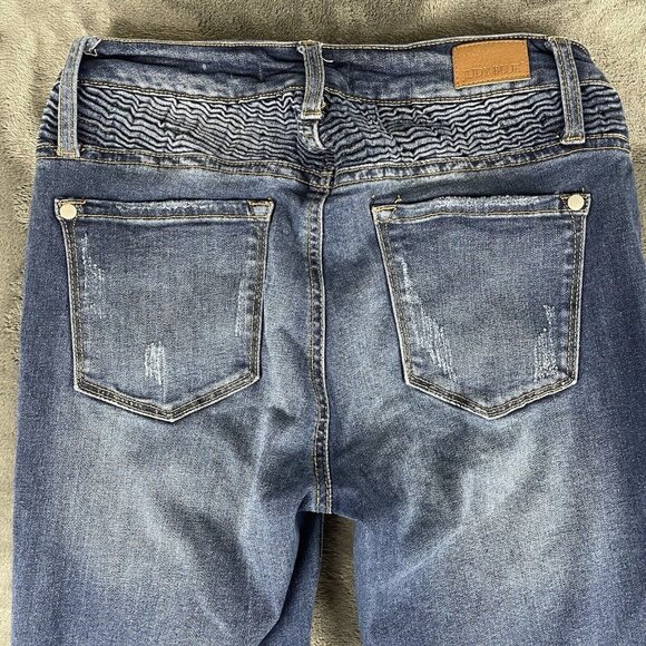 Judy Blue Jeans Womens 5/27 Moto Skinny Fit Distressed Mid  Rise USA - Picture 5 of 11